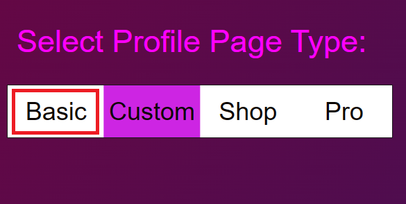 Profile Type Menu