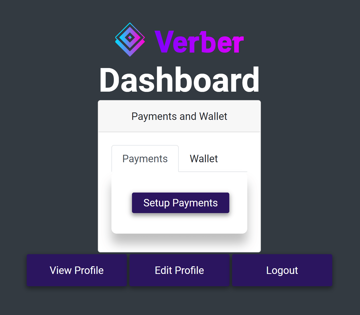 Setup Verber Payments on Dashboard