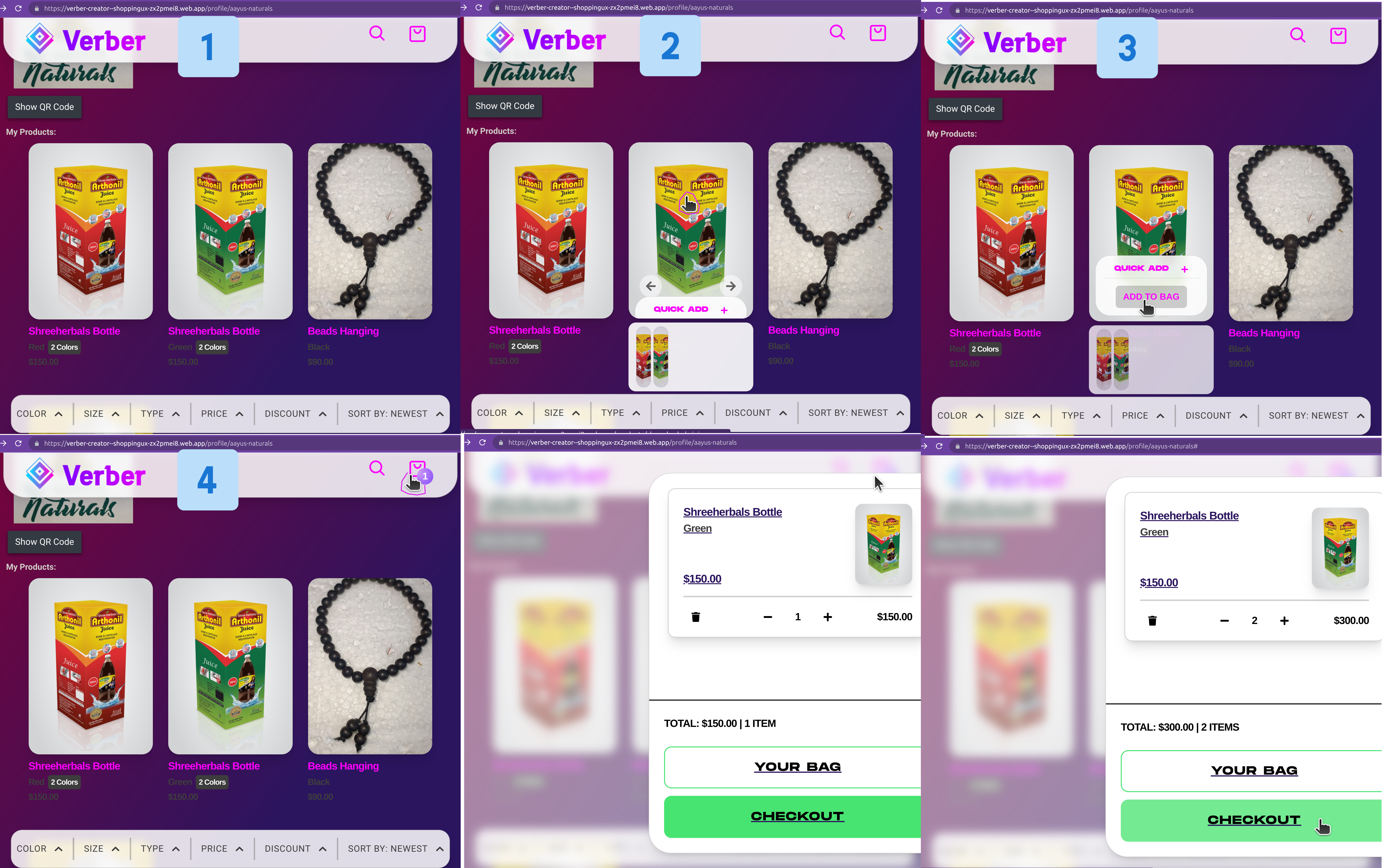 Verber Shop - Customer Shopping Workflow