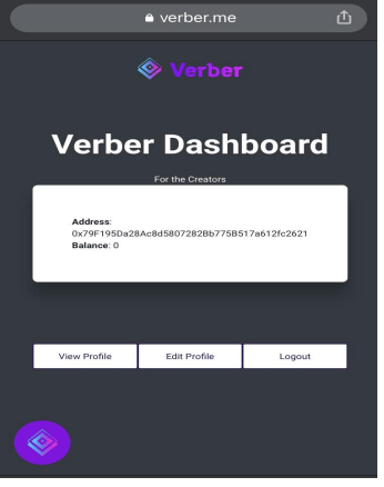 Verber Wallet Icon after sign-in